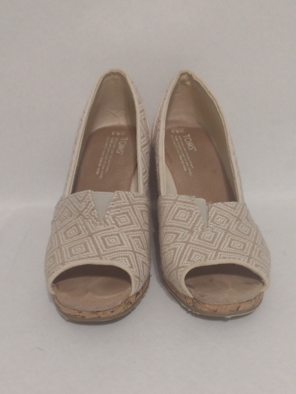 Toms Beige High Heeled Espadrille Wedges (J1343)